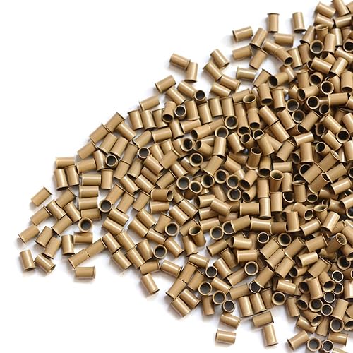Miniatura 4 de 1000 piezas Flare Euro Lock Tubos de cobre micro anillos enlaces cuentas para extensiones de cabello humano I-Tip 0.134x0.118x0.236 in (rubio oscuro)