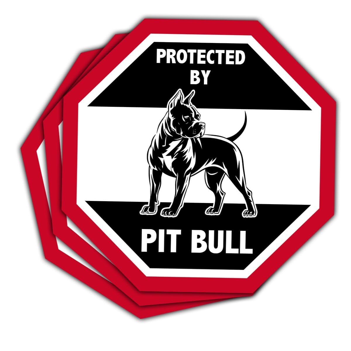 Photo 1 of (3PCS) Protected by Pit Bull Sticker Stickers-Beware of Pitbull Sign, Guard Dog Vinyl Decal for Car, Home & Laptop – Durable Outdoor Pitbull Bumper Sticker, Vinyl Decal - 3 Inch