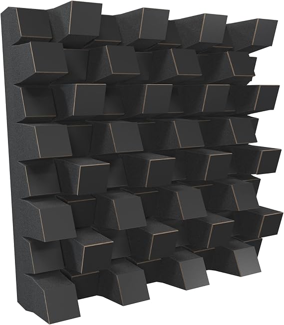 (2 Pack) Sound Acoustic Studio Diffuser Sirius | 2D QRD | Diffusion - Reflection - Absorption - Soundproofing - Insulation | Wall Art Panel | (20x20x6 (50x50x15.3cm), Black)