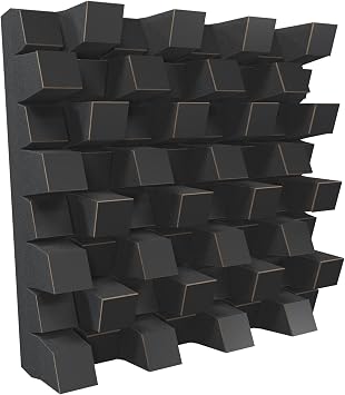 (2 Pack) Sound Acoustic Studio Diffuser Sirius | 2D QRD | Diffusion - Reflection - Absorption - Soundproofing - Insulation | Wall Art Panel | (20x20x6 (50x50x15.3cm), Black)