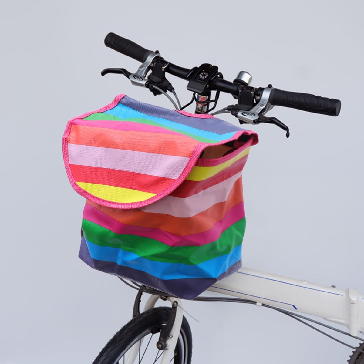 Garneck Bicycle Basket Bag with Cover Foldable Canvas Front Storage Carrier Bag for Cycling Riding (Black)