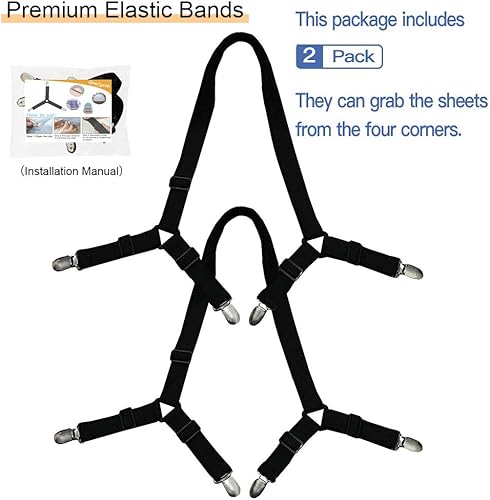 Vista 16 de 4 clips de correas ajustables para sábanas, soporte elástico para sábanas y tirantes, agarradores para sujetar sábanas, colchones, sofá, mantel