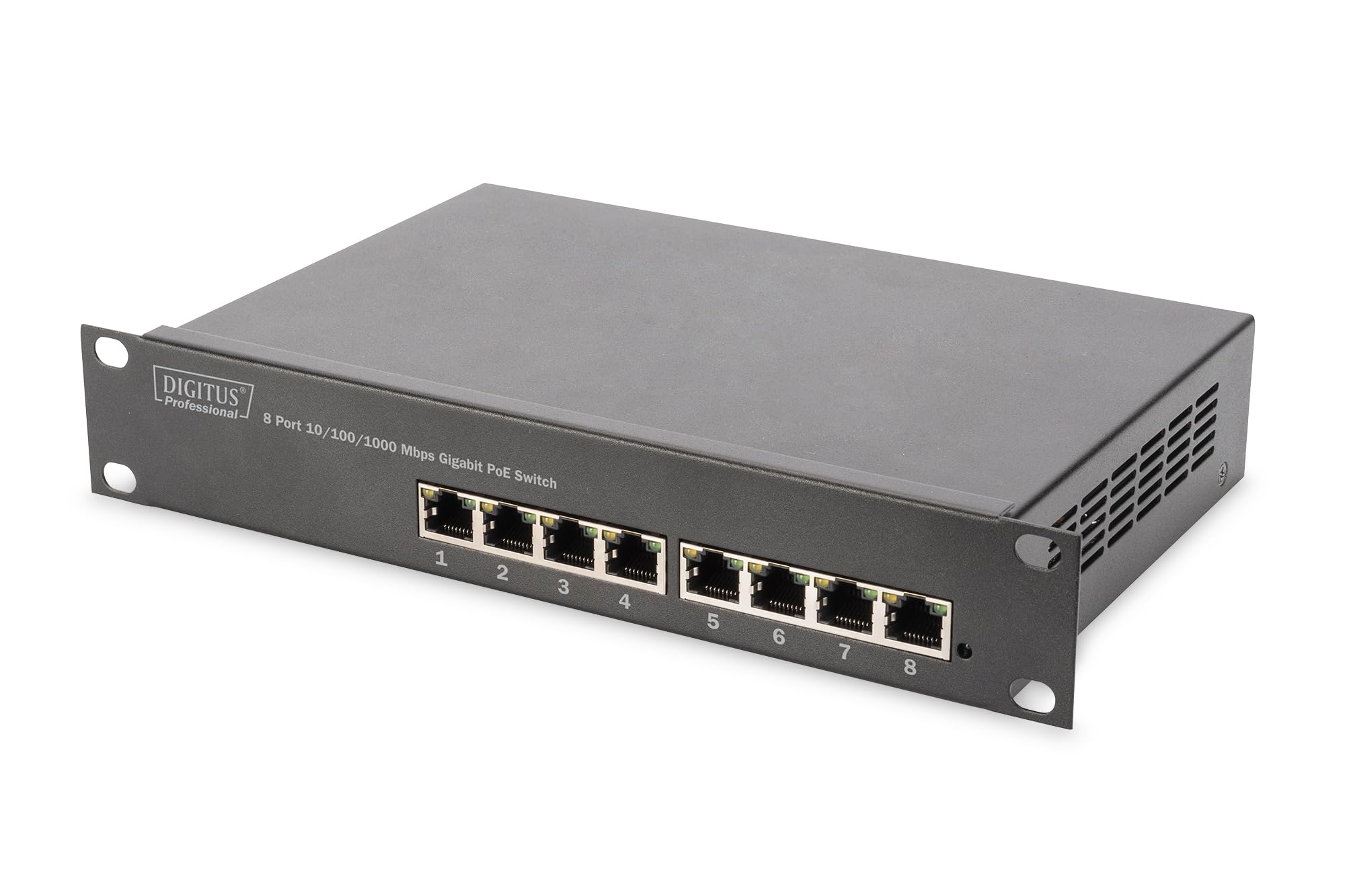 DIGITUS Switch PoE Ethernet Gigabit da 10 pollici, 8 porte PoE+