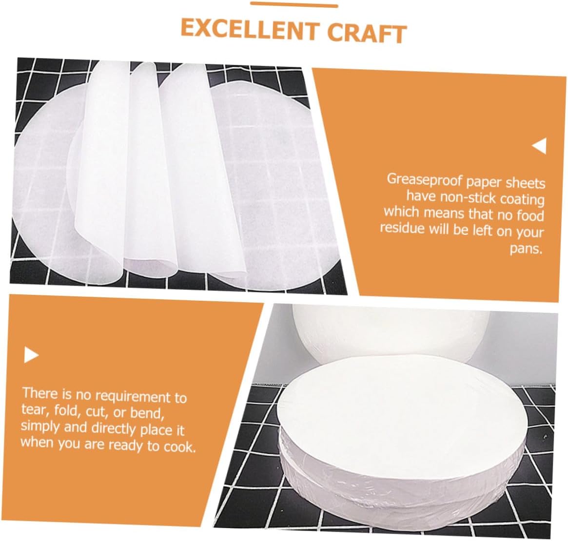 STAHAD Parchment Paper Baking Sheets 20cm round Greaseproof Cooking Paper Circles for Oven Air Fryer Grilling 500-sheet Pack
