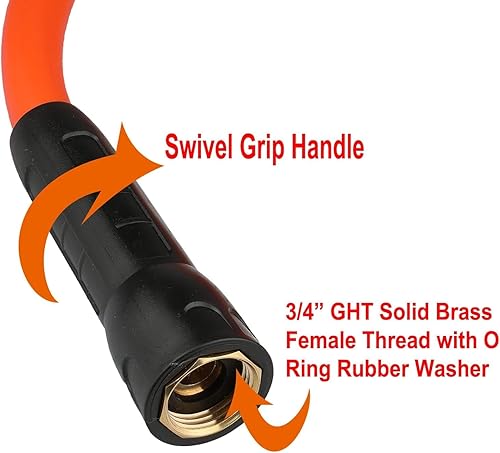 Miniatura 3 de YOTOO Manguera de agua híbrida de jardín resistente de 58 pulgadas por 100 pies resistente a las torceduras flexible con mango de agarre giratorio y