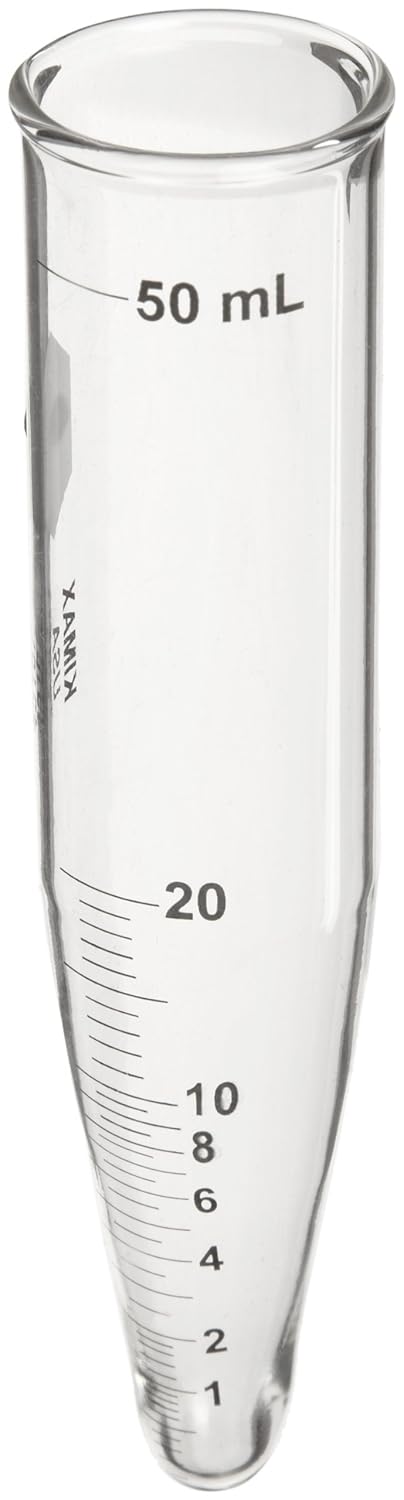 Kimax 45167-50 Glass Conical Bottom 50mL Graduated Centrifuge Tube, Black Enamel Markings, Pack of 6