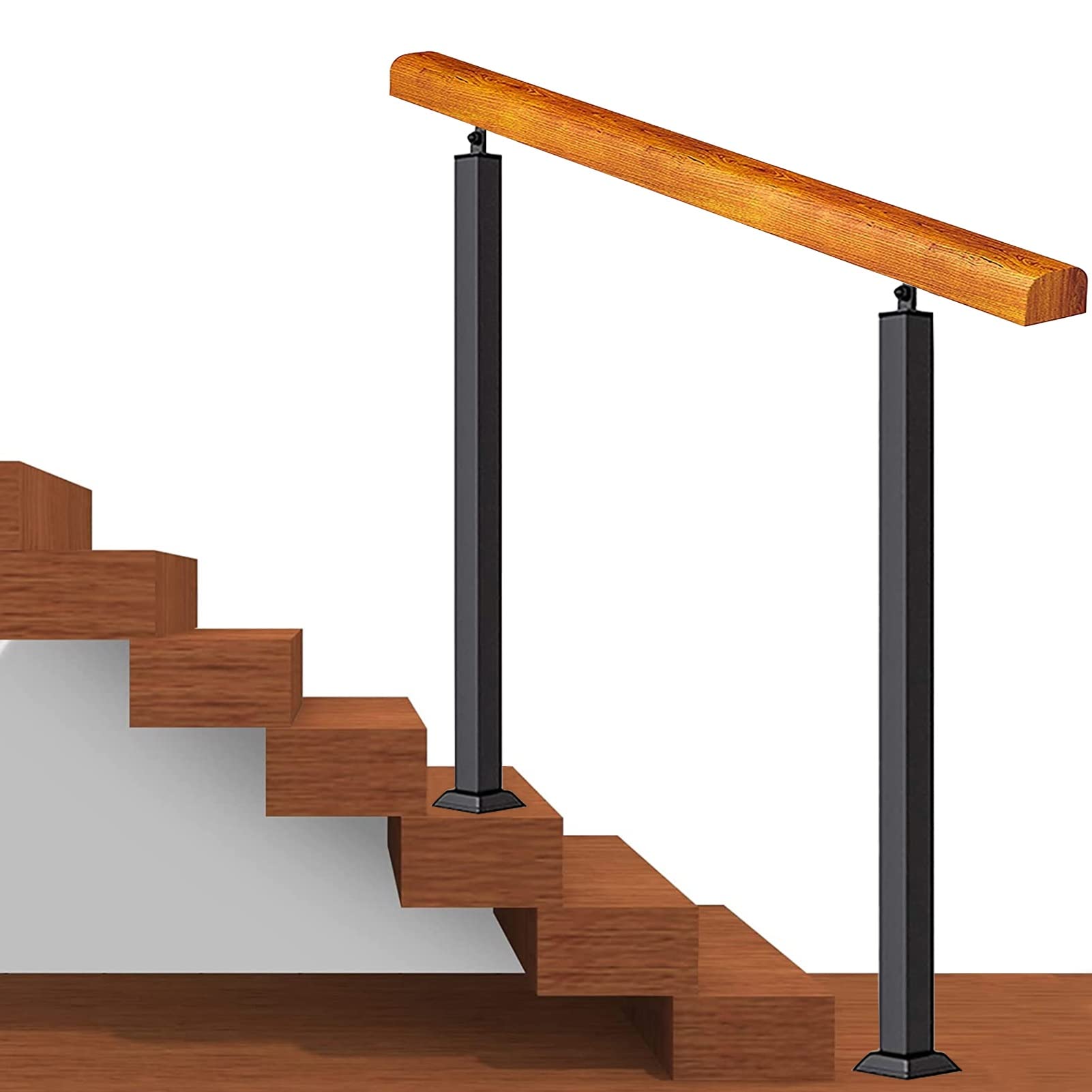 Main courante bois escalier ajustable - Rampe de sécurité marches et porche
