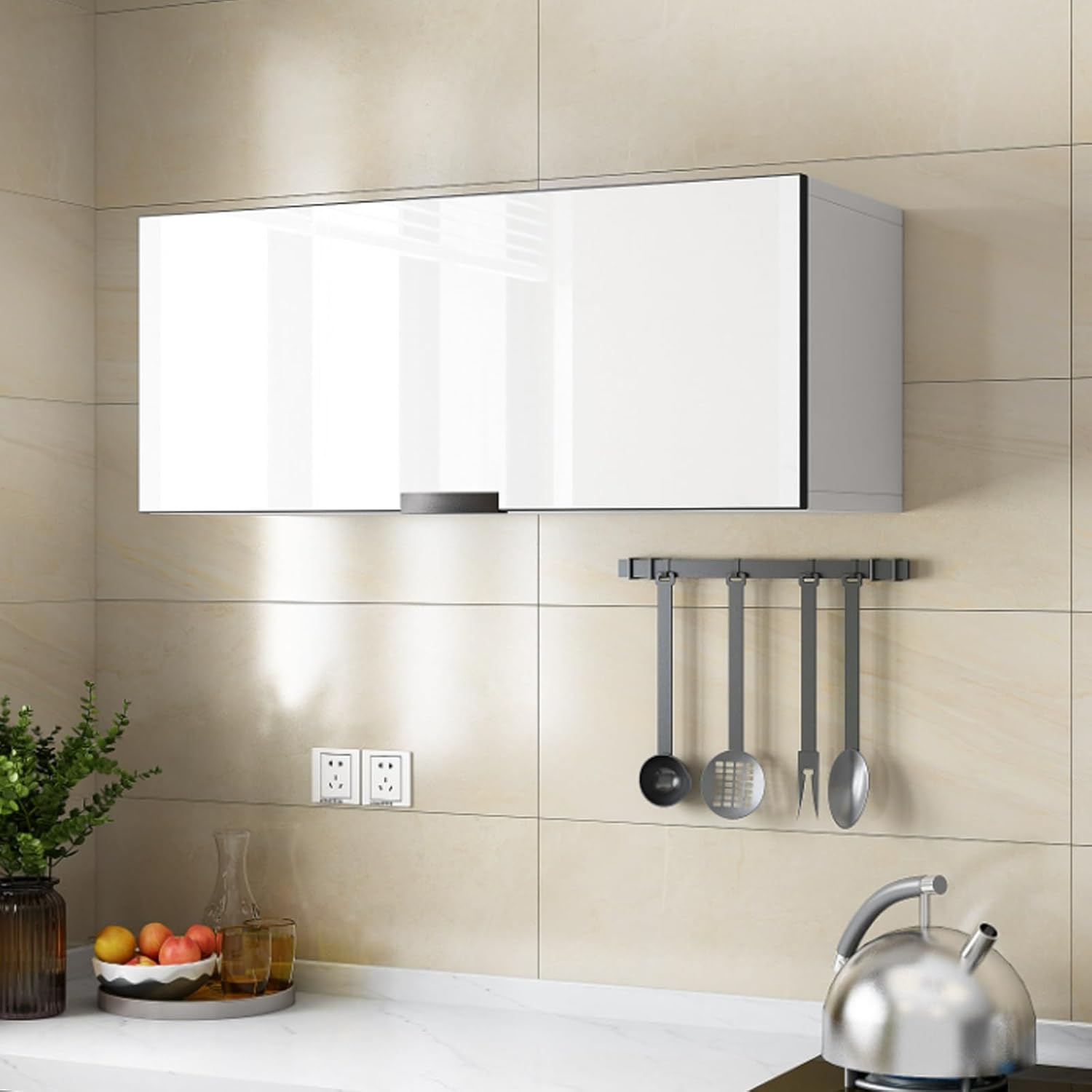 Wall Cabinet for Kitchen Storage, Wall Mounted Cabinets with Doors and Shelves, Kitchen Organizer and Storage, Floating Wood Cube Shelves for Bathroom, Laundry, Bedroom, Living Room,A-50*20*30/19.7*7