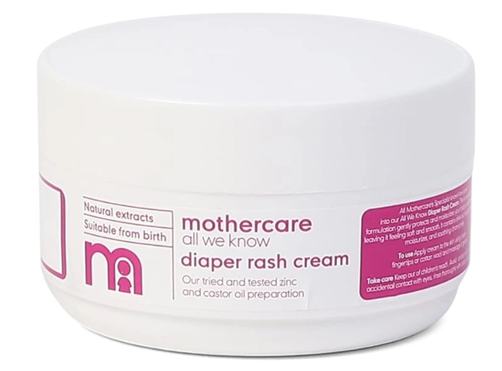 Mothercare All we know Diaper rash Cream 100gm By Fratelli | Zinc and castor oil preparation | Hypoallergenic | Soothe your baby's skin | non greasy and easy to apply