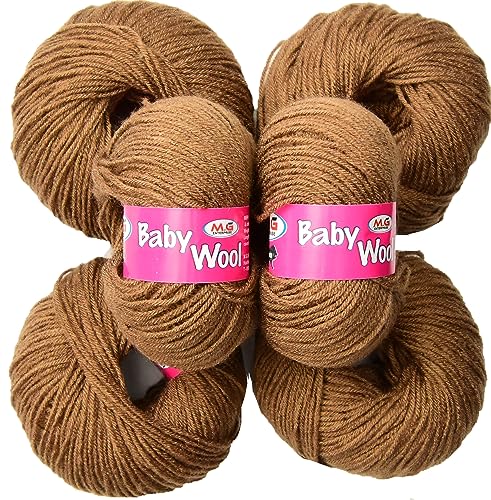 Image of M.G ENTERPRISE Prime Baby Wool 100% Acrylic Yarn Choclate 7 Pc 4 ply Ball Hand Knitting Wool /Art Craft Soft Fingering Crochet Hook Yarn- Art-AFJB