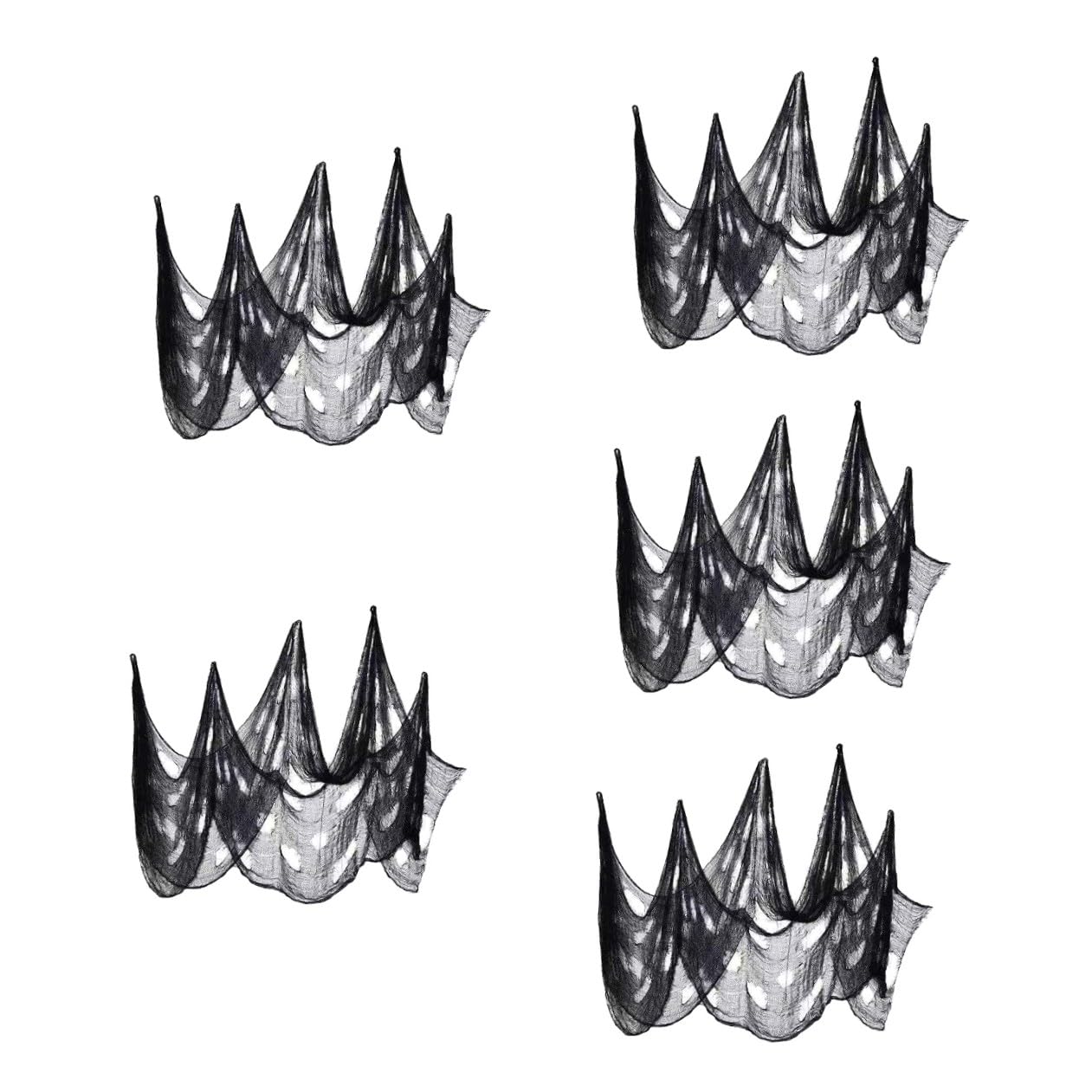 Uonlytech 5 Pezzi Decorazione Halloween in Poliestere Nero Rete Spaventosa per Addobbi Giardino, Leggera e Resistente, per Ingressi e Cancelli Festivi