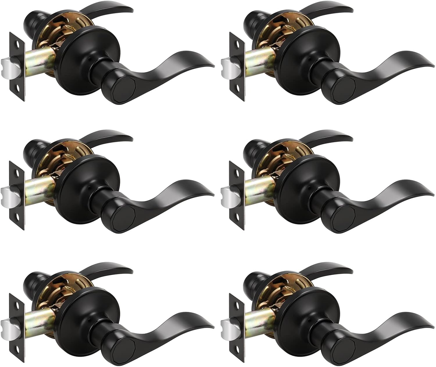 Probrico 6 Pack Black Door Handles Passage Door Levers Matte Black