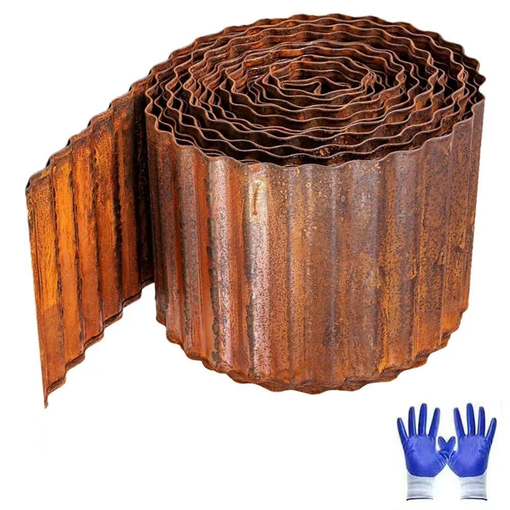 11,5M Rasenkante Cortenstahl 15cm hoch, Flexibel Beeteinfassung aus Metall, Einfache Montage - Robustes Stay-in-Place Design, für Mähkante Palisade Gartenbeet Blumenbeet, Rasen und Wege