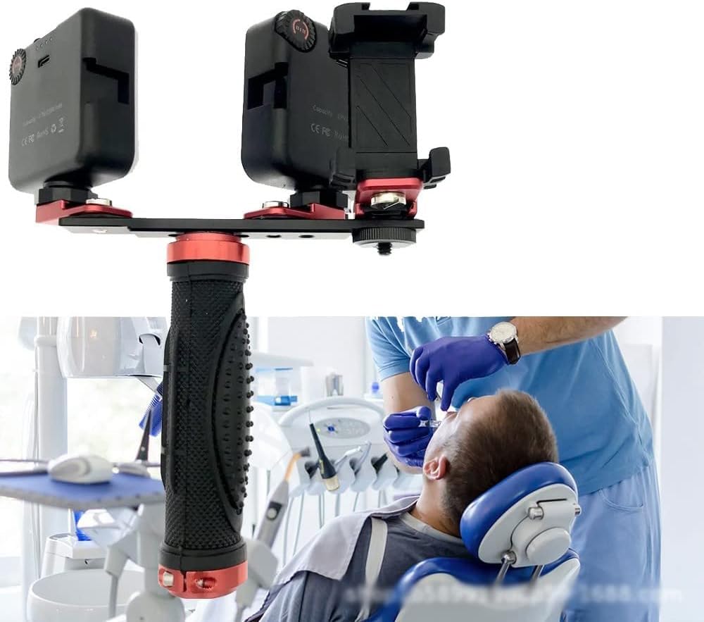 Kit de fotografía dental para teléfono móvil con dos asas Bluetooth de luz para fotos macro en clínicas, cuidado bucal, arte de uñas, tatuajes y más