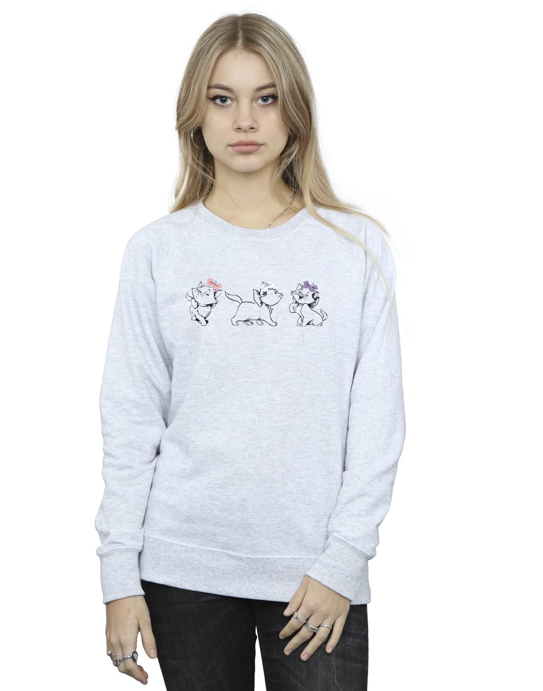 Absolute Cult Women's Sport Grey Disney The Aristocats Marie Bows Sweatshirt Medium