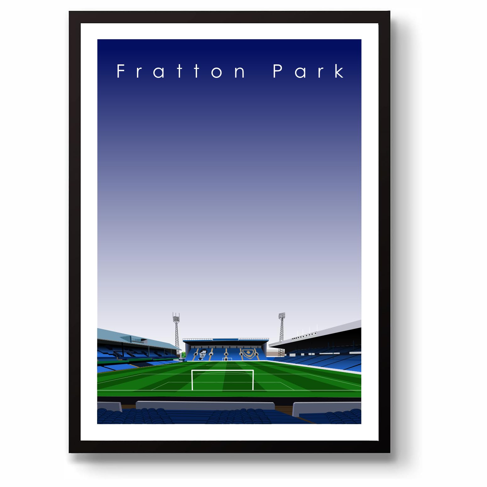 GroundDesigns PORTSMOUTH FC Football Gift FRATTON PARK Stadium Art UNFRAMED A3 Print POMPEY