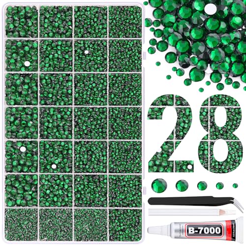 Image of 30000Pcs Resin Rhinestones for Bedazzling with Tweezers, Emerald Green Rhinestones for Crafting with B7000 Jewelry Glue for DIY Crafts Clothing Tumblers Shoes Fabric Nail Art
