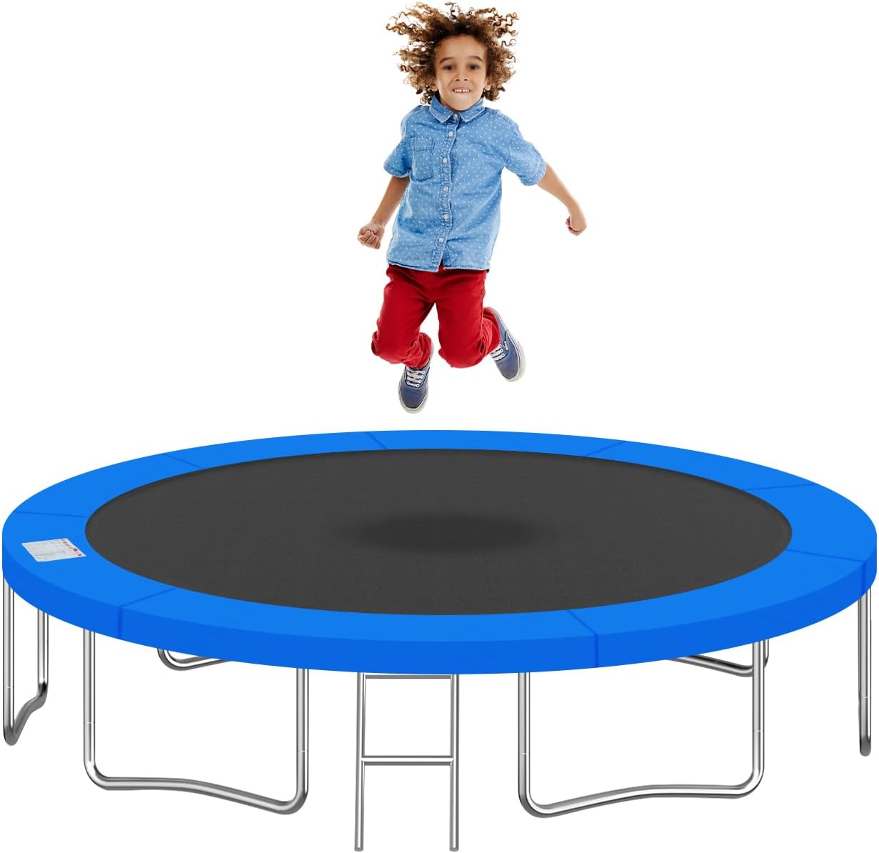 Trampoline Pad 8FT 10FT 12FT 14FT 15FT 16FT Trampoline Replacement Safety Pad, Waterproof, Tear-Resistant, Sun-Resistant Safety Spring Cover Round Frame Pad, Trampoline Pad Replacement (14FT Blue)