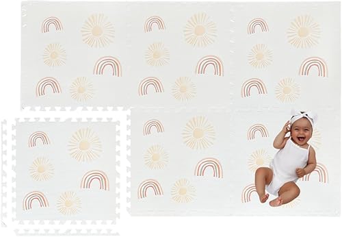 Simple Kid Co. Tapete de juego para bebés, niños pequeños y bebés, seis azulejos entrelazados hechos con espuma EVA suave no tóxica, 4 x 6 pies