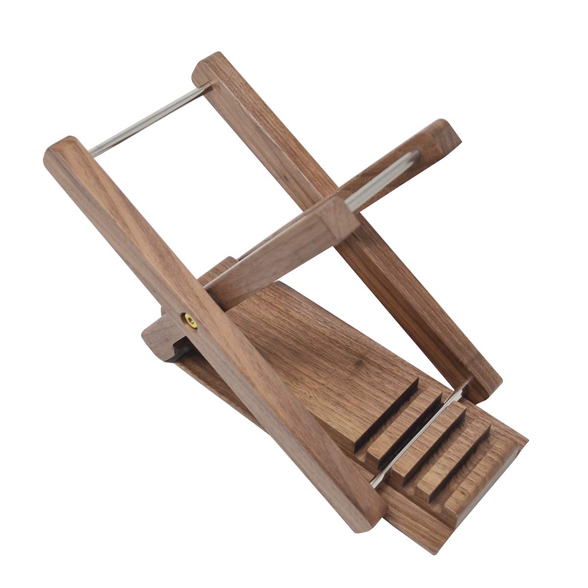 Sgabello Pedale Pieghevole a 4 Livelli in Legno Massello - Chitarra Poggiapiedi con Pedale