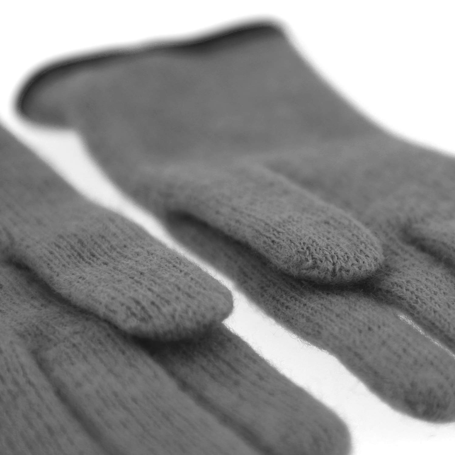 fiebig Guantes de senderismo con dobladillo de piel y lazo moderno. Guantes de lana para mujer, en muchos colores gris claro 7.5