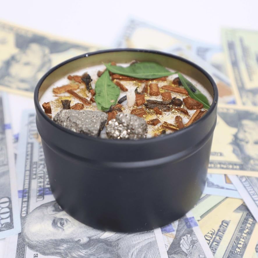 Miniatura 8 de Rich Bitch Energy Pyrite Crystal Candle for Money Manifestation, Creamy Coconut Sandalwood Scented, Mint, Cinnamon, and Clove for Prosperity