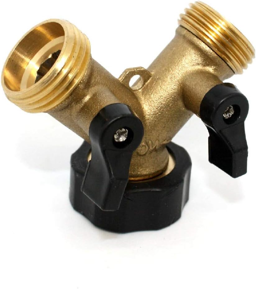 2Way Brass Garden Hose Connector Splitter Y Connector Shut off Water