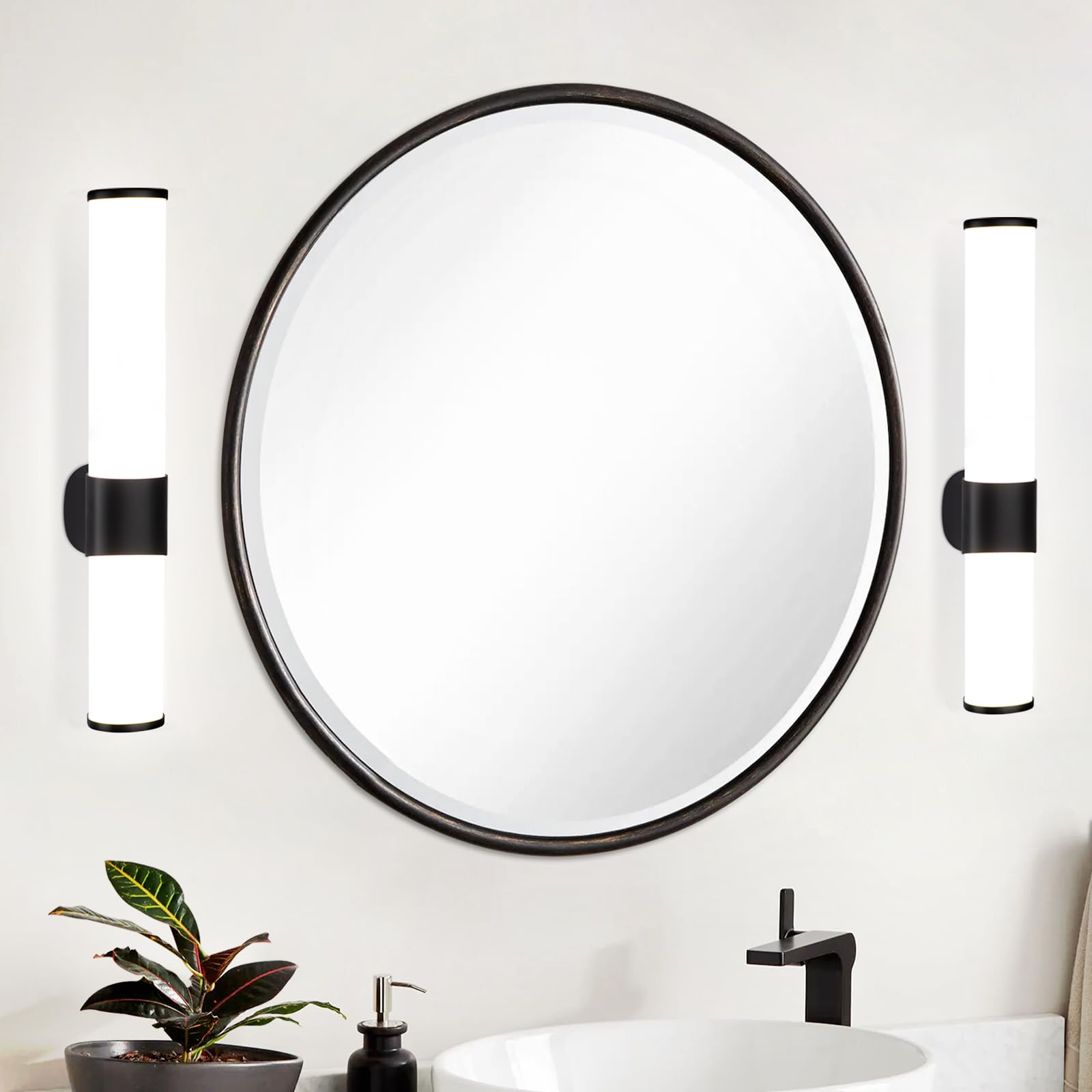 Lampada da Parete a Specchio per Bagno LED - Set di 2 Lampada 6W Colore Luce Bianca Neutra 4000K Parete a Specchio Laterale Bagno 35 cm
