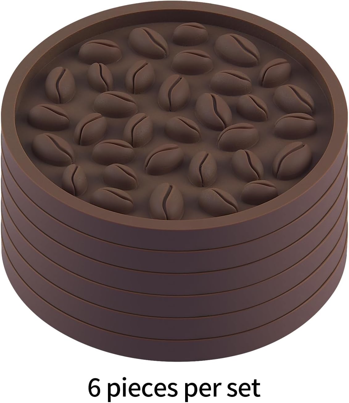Coffee Coaster Set of 6 Pieces Drink Coasters 4x4 inches - Round Coaster for Drinks Thick Coasters for Glasses - Premium Cup Mats - Protect Furniture from Heat, Stain, Scratches and Condensatio Brown image 3
