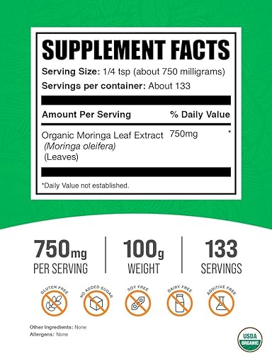 Vista 17 de BULKSUPPLEMENTS.COM Polvo de extracto de moringa - Suplemento superalimentario, de Moringa Oleifera, suplemento antioxidante, polvo de moringa
