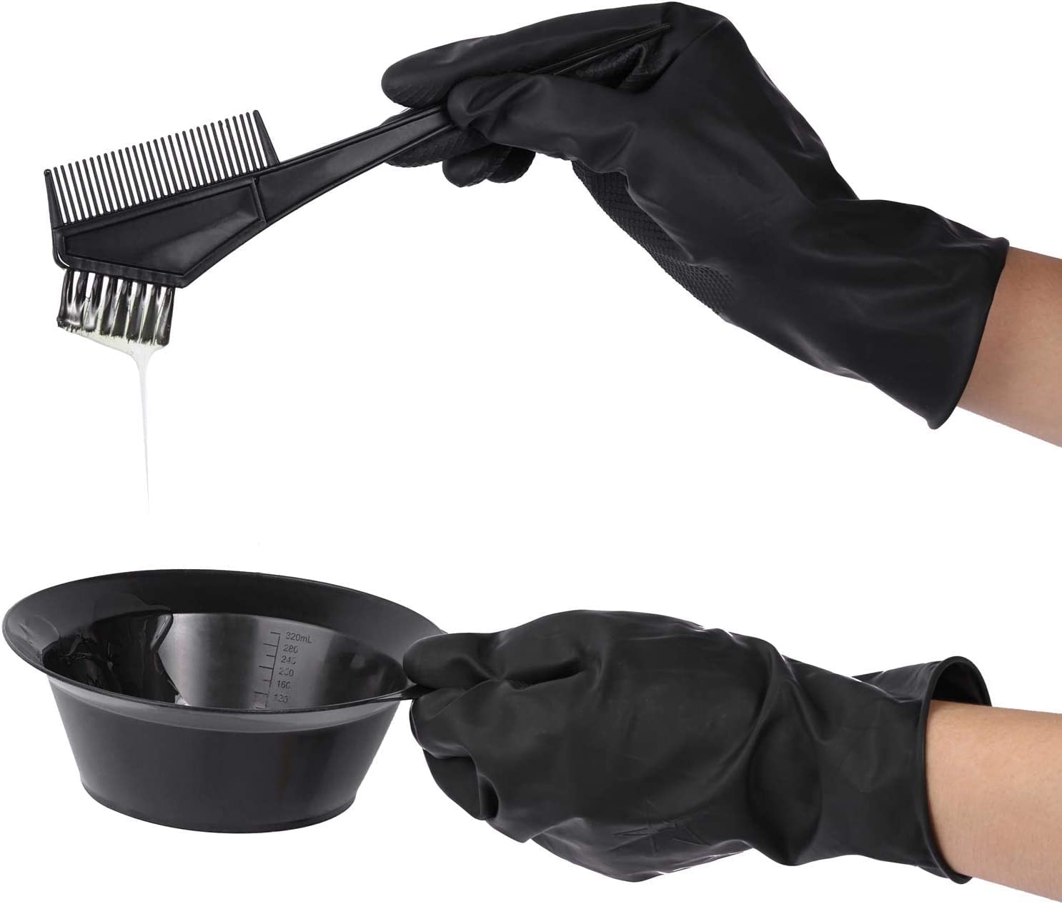 JIBARO Silicone Hair Dye Cap Reusable Professional Hair Coloring Cap with Hair Coloring Bowel and 3 Hair Brush Set, 6 Crocodile Hair Styling Clips Non Slip Grip Salon Sectioning Alligator Clips 1