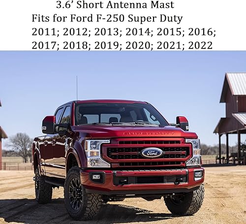 Miniatura 2 de Antena de corto rendimiento para Ford F250 F350 F450 Super Duty 2011-2025, repuesto perfecto negro de 3.6 pulgadas de antena de aluminio, para