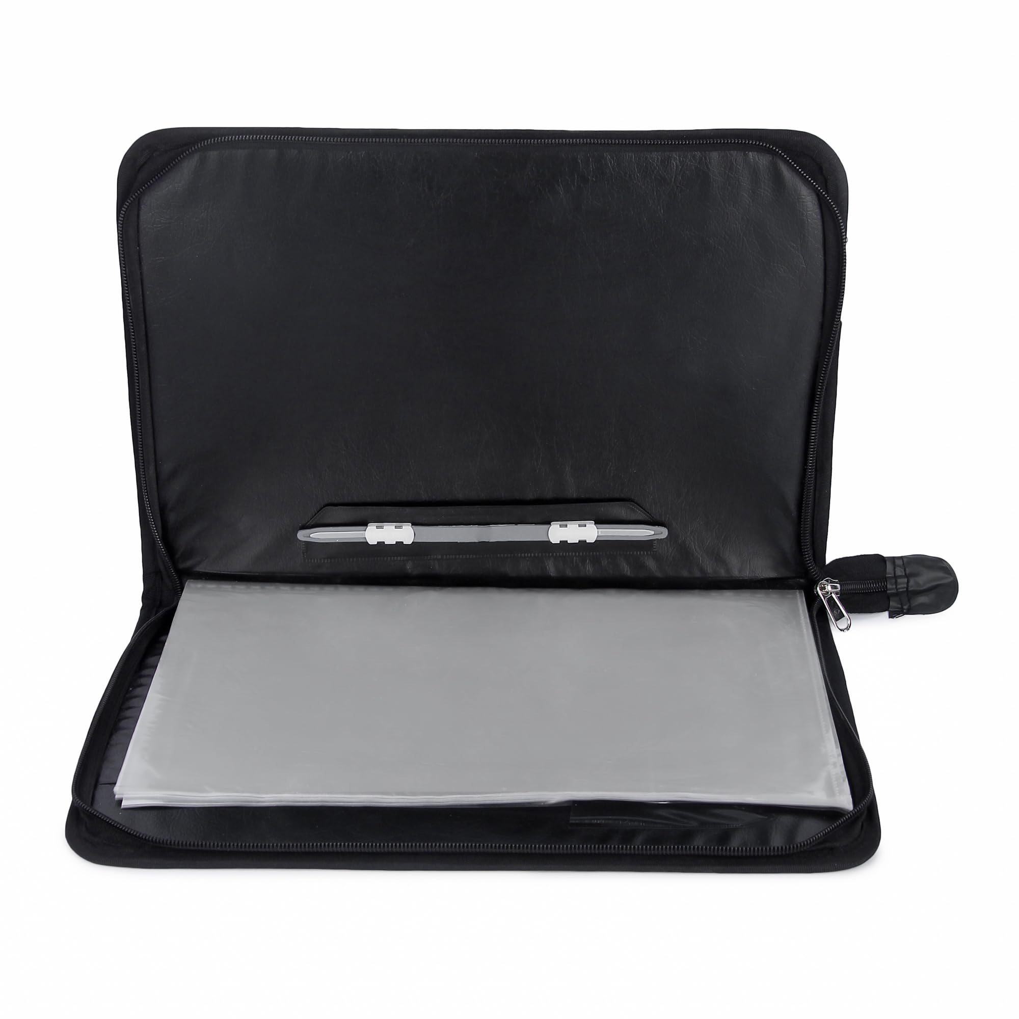 SAYA Cartella portadocumenti Executive con 10 tasche in similpelle con chiusura a cerniera, include carte, supporti per penna, caratteristiche organizzative per certificati A4 FS B4, elegante design