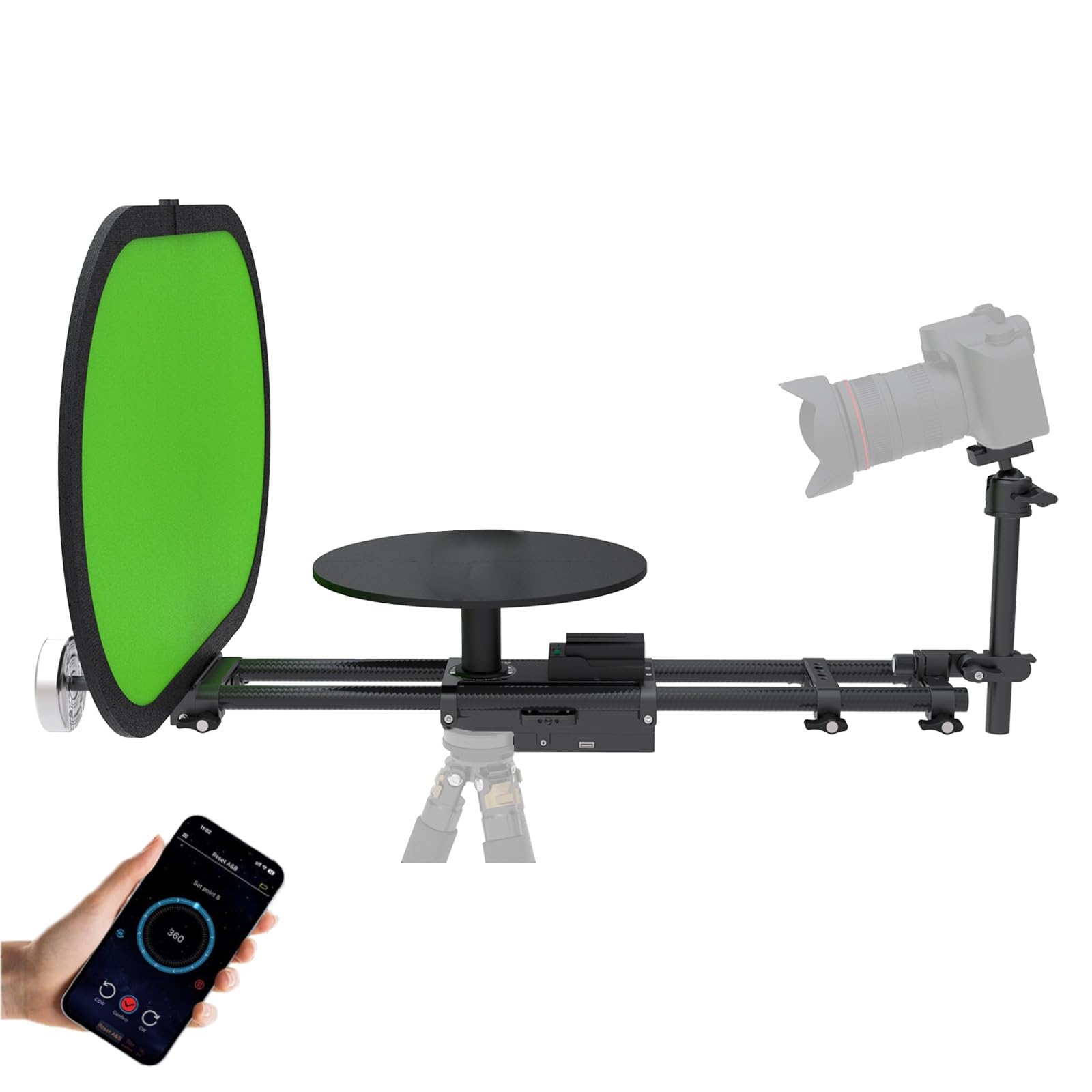 Zmotoryzowany gramofon do fotobudki 360°, 12-calowa platforma obrotowa sterowana aplikacją do fotografii produktów, gimbal 1/10.2 cm, łożysko 8 kg