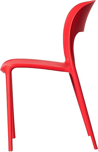 Miniatura 5 de Fabulaxe Silla de comedor moderna de plástico para exteriores con respaldo curvado abierto, juego de 2 unidades