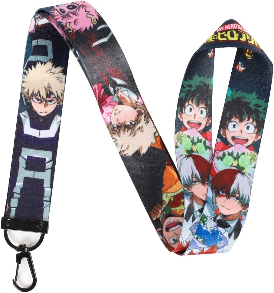 Academia Lanyard Japanese Anime My Hero Neck Lanyard Keychain ID Holder Badge Mobile Phone Strap
