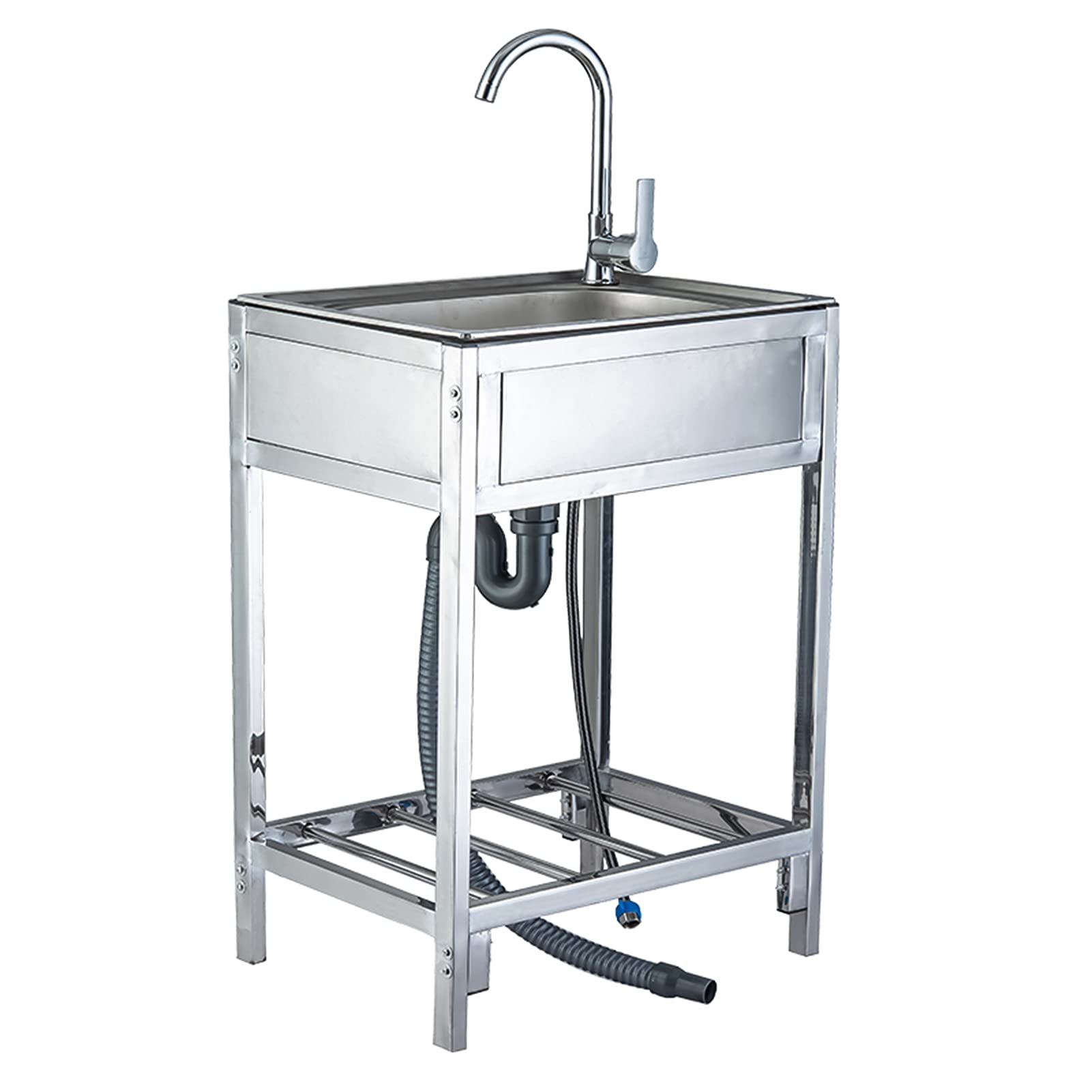 Évier utilitaire en acier inoxydable avec kit d'installation complet et stable
