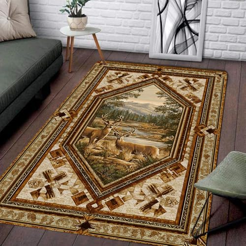LUXEFIELD Customized Deer Hunting Rug – Wildlife Nature-Inspired Area Rug,