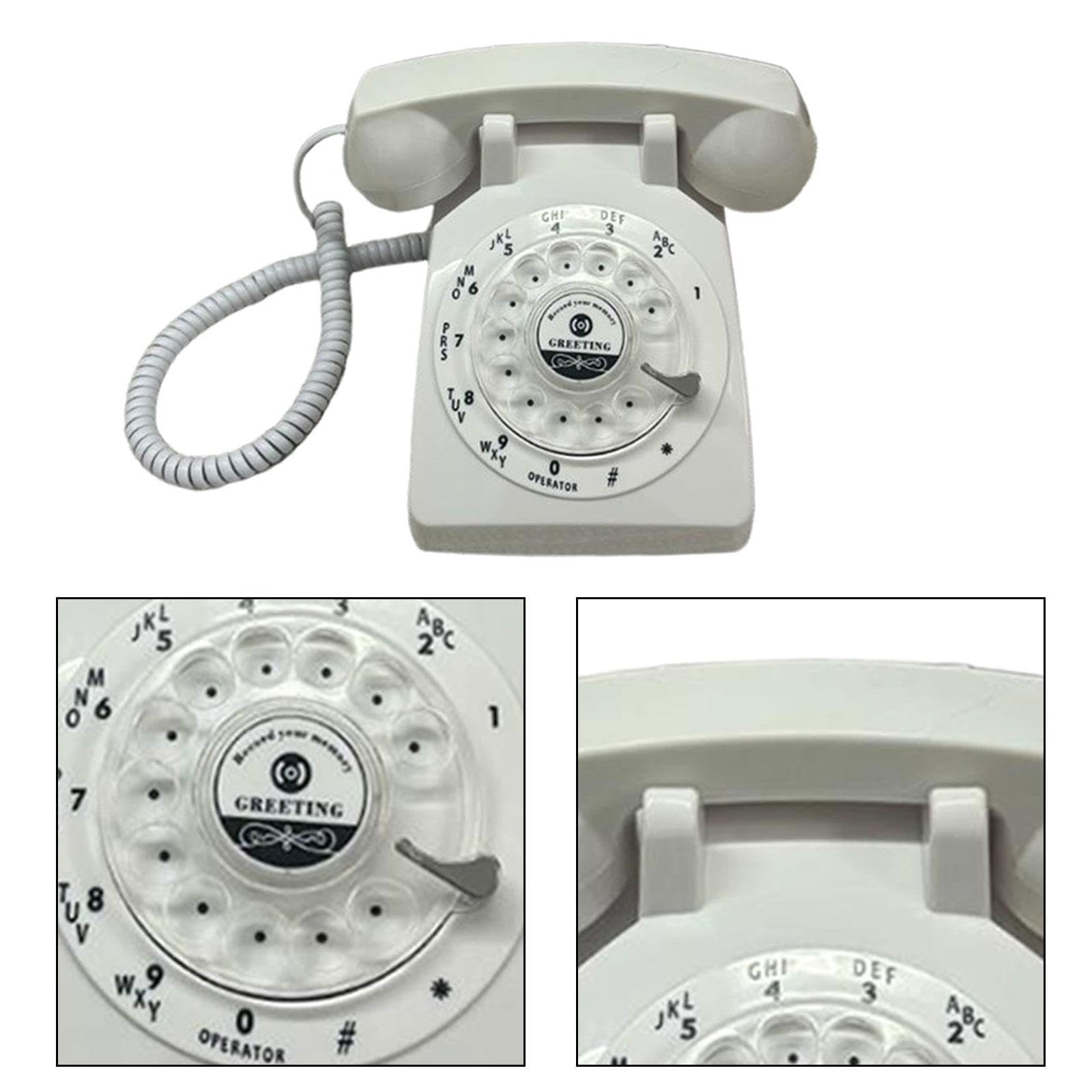 Sharplace Audio-Gästebuch-Telefon, Sprachrekorder-Telefon, klassisches Wählscheiben-Festnetztelefon, Modell mit Aufnahmetelefon für Brautpartys und Hochzeiten, Weiß