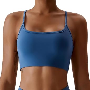 Womens Sports Bra Fitness Backless Bra Yoga Cropped Tank Top Removable Chest Pad