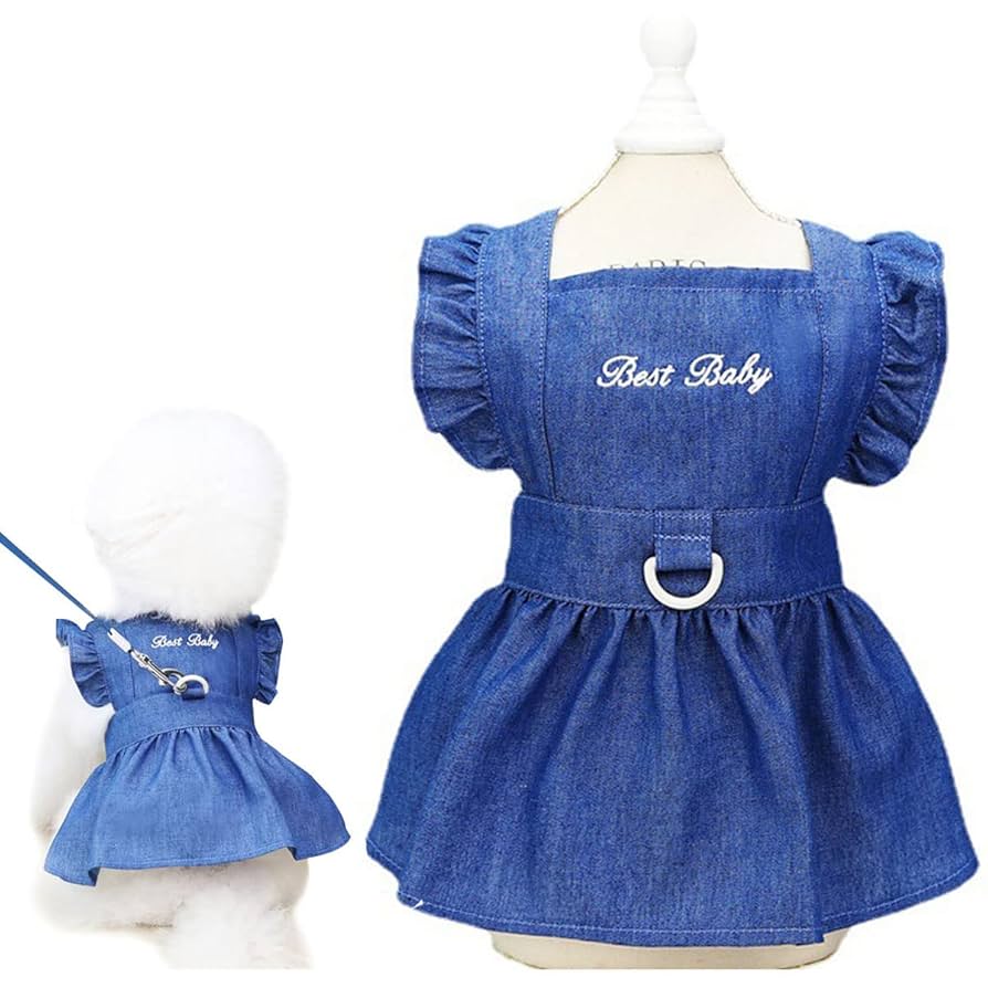 Amazon | 犬服 ワンピース 春夏 犬服 デニム ワンピース お姫様