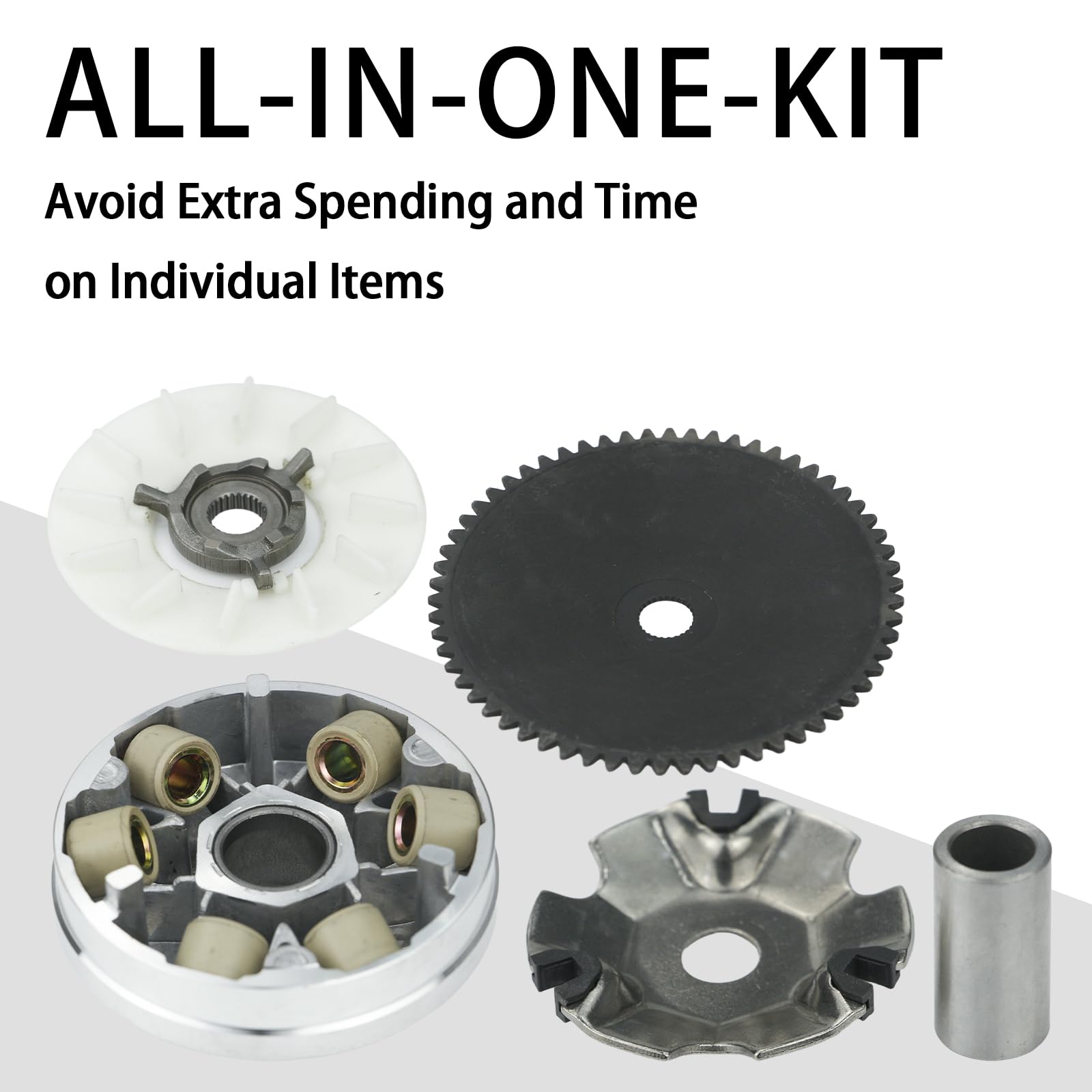 Kit de embrague variador delantero, compatible con motor GY6 de 49 cc, 50 cc, 139QMB y 139QMA, con pesos de rodillo de 6,5 g