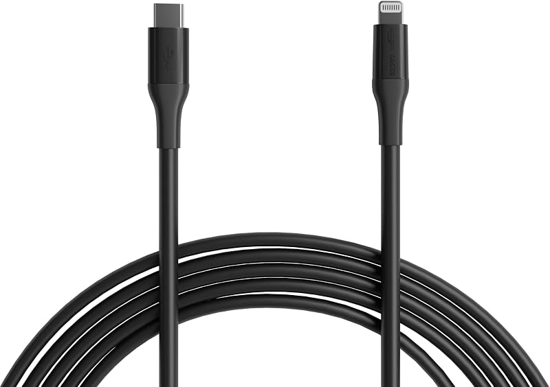 Amazon Basics Cable USB-2.0 tipo C a Lightning con certificación MFi con suministro de energía, sincronización rápida de datos, 10 pies, negro