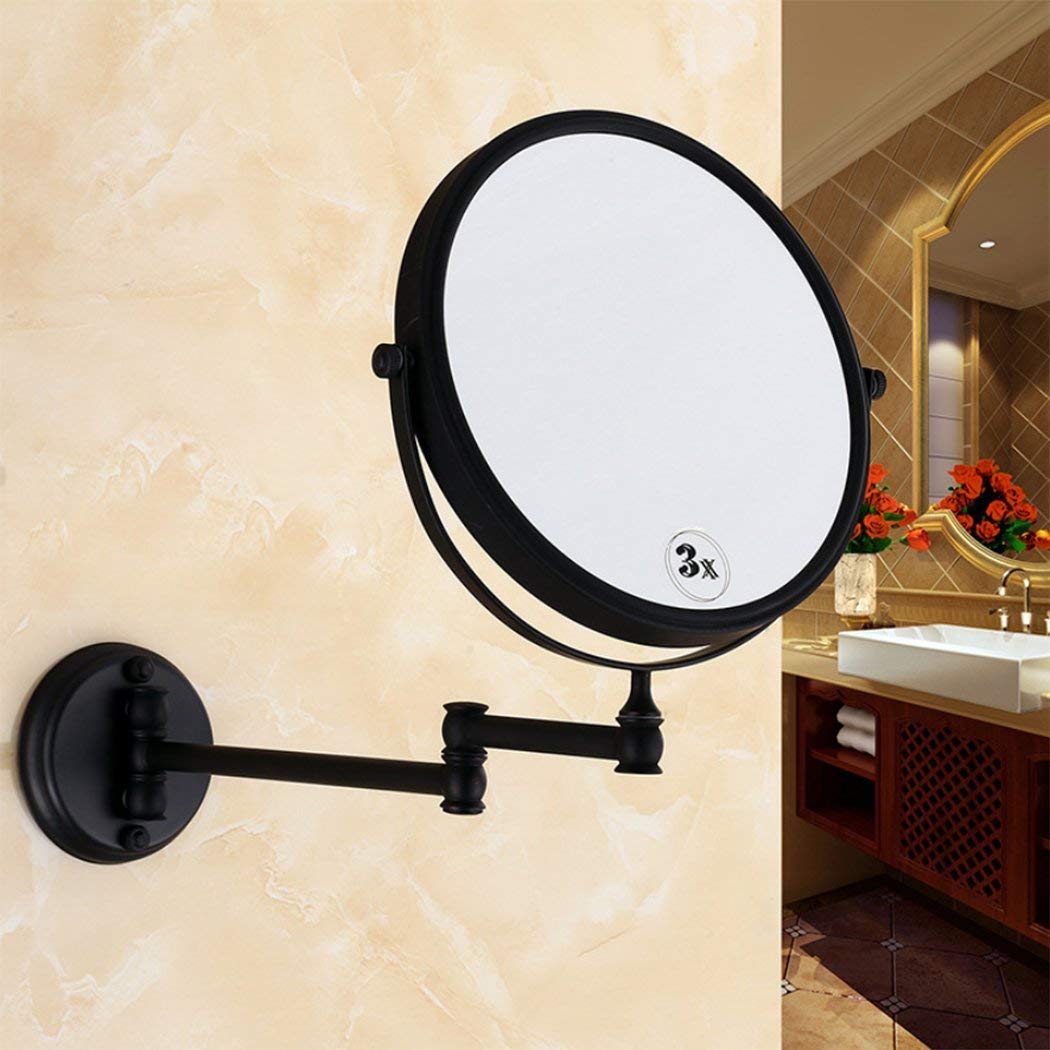 Miroir de salle de bain circulaire télescopique mural en cuivre style B