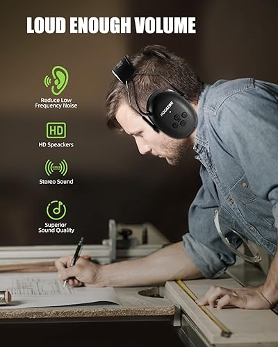 Miniatura 5 de HZ07 Actualización Bluetooth 5.3 Protección Auditiva con Batería Recargable Incorporada de 1500 mAh 40+ Horas de Tiempo de Reproducción Cancelación