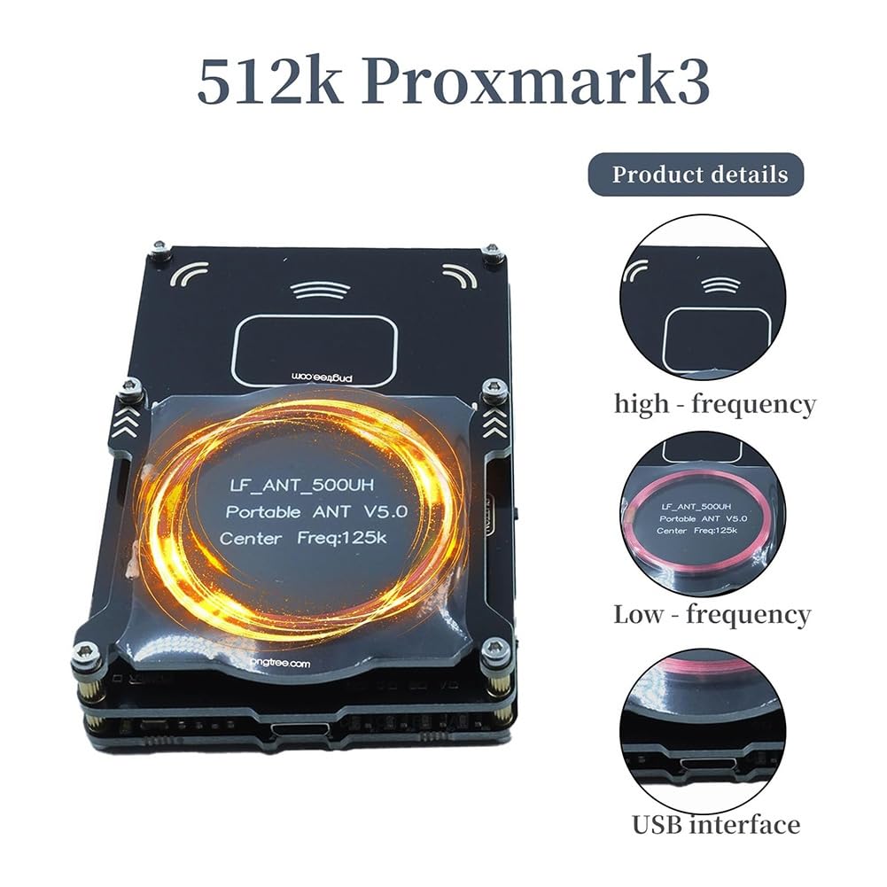 Lector de Tarjetas RFID Proxmark3 512M Easy V5.0 RDV4, Copiadora, Duplicadora y Descifradora de Tarjetas de Identificación con Memoria IC y Antena Integrada.