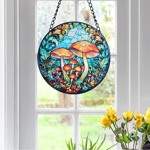 Miniatura 2 de HOTIYOK Vidrieras colgantes de hongos para jardín, diseño de bosque natural para decoración de interiores de cocina, regalos para mujeres, abuela,