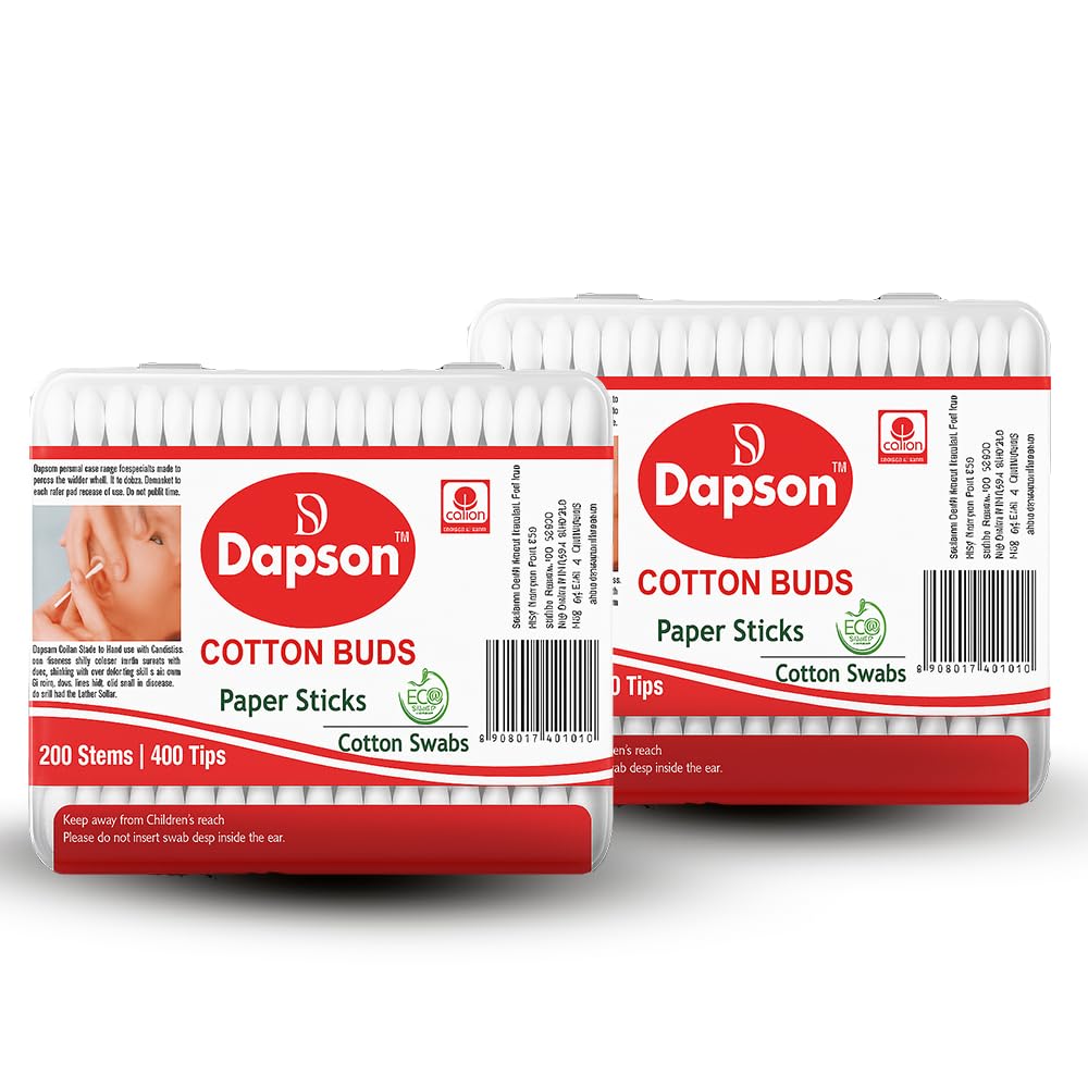 Dapson Cotton Buds, 200 Stems with 400 Tips, Paper Stick Swabs, Pack of 2-image-30