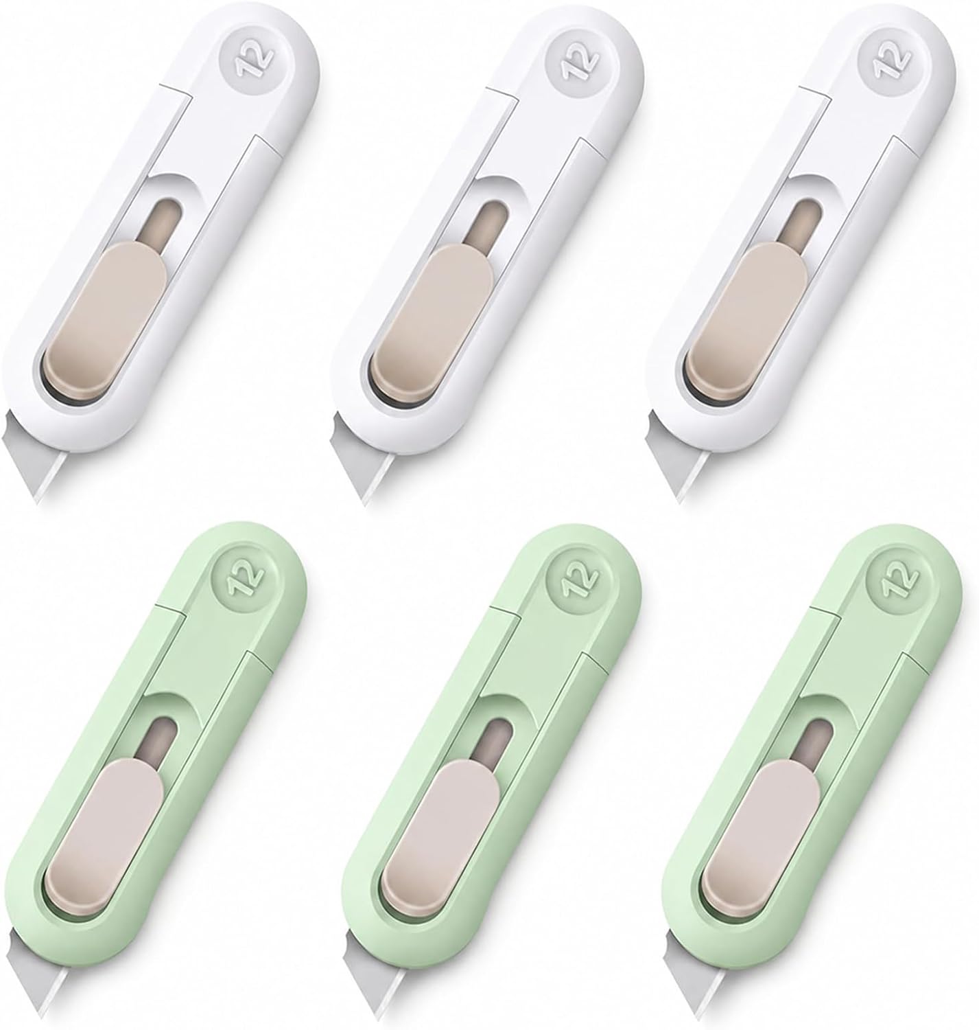 6PCS Box Cutter Retractable Box Opener Package Opener Easy Slide Retractable Cute Box Cutter for Crafts Paper Packages Envelopes Small Box Cutters Bulk