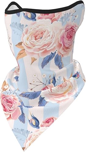 Bufanda con estampado de rayas de flores, protección UV, pasamontañas, resistente al viento, bandana para deportes al aire libre, transpirable,